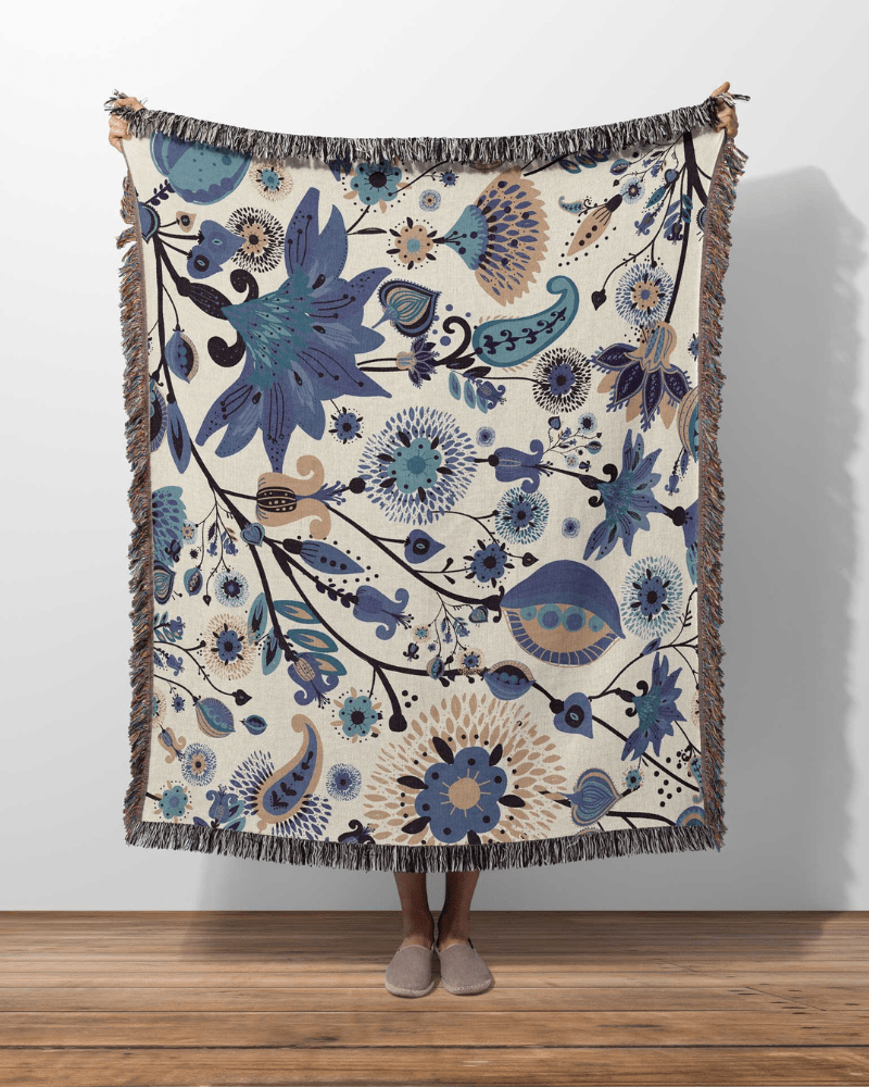 garden flowers woven blanket